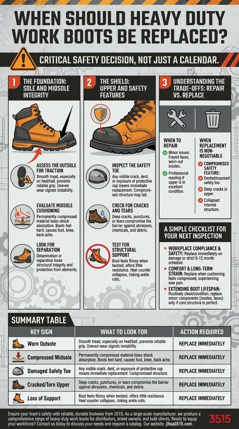 Когда следует заменять рабочие ботинки повышенной прочности? Руководство по максимизации безопасности и ценности Визуальное руководство