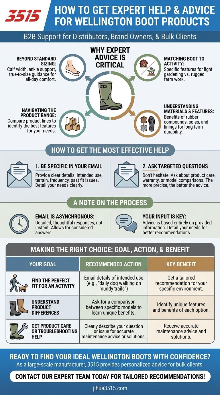 고객은 웰링턴 부츠 제품에 대한 도움이나 조언을 어떻게 받을 수 있나요? 완벽한 핏을 위한 전문가 상담 받기 시각적 가이드
