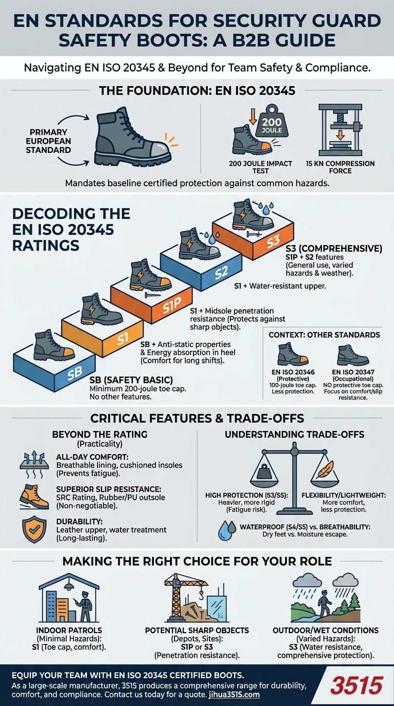 Quelle est la norme EN pour les bottes de sécurité des agents de sécurité ? Trouvez la bonne protection pour votre rôle Guide Visuel