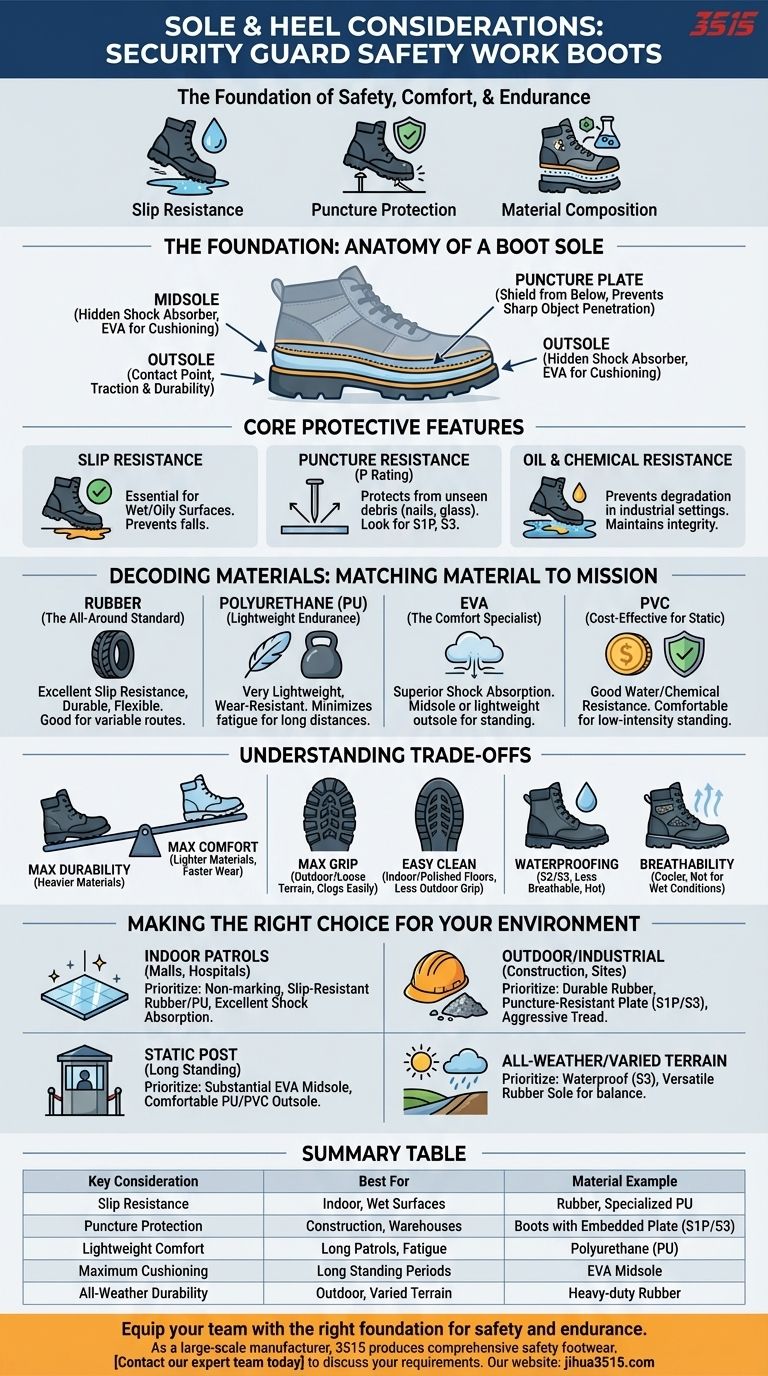 选择安保人员安全工作靴的鞋底和鞋跟有哪些注意事项？牵引力与保护指南 图解指南