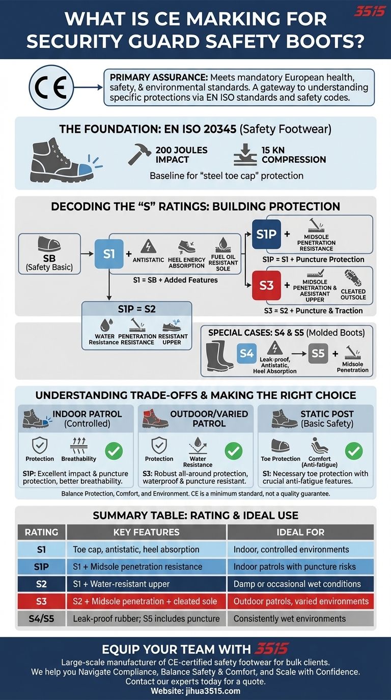 警備員用安全靴のCEマーキングとは？ EN ISO 20345とS規格ガイド ビジュアルガイド
