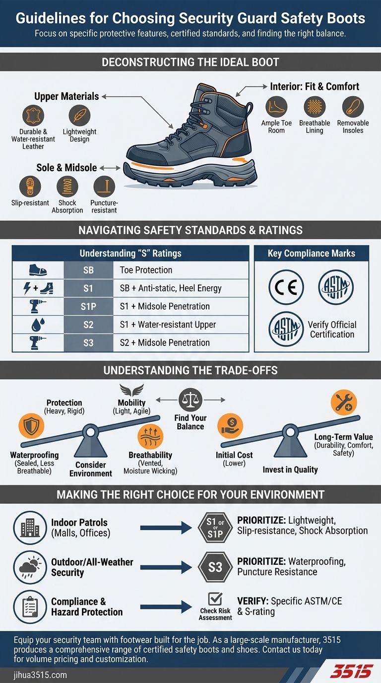 Quelles sont les directives pour choisir les meilleures bottes de sécurité pour agents de sécurité ? Assurer une protection et un confort maximum Guide Visuel