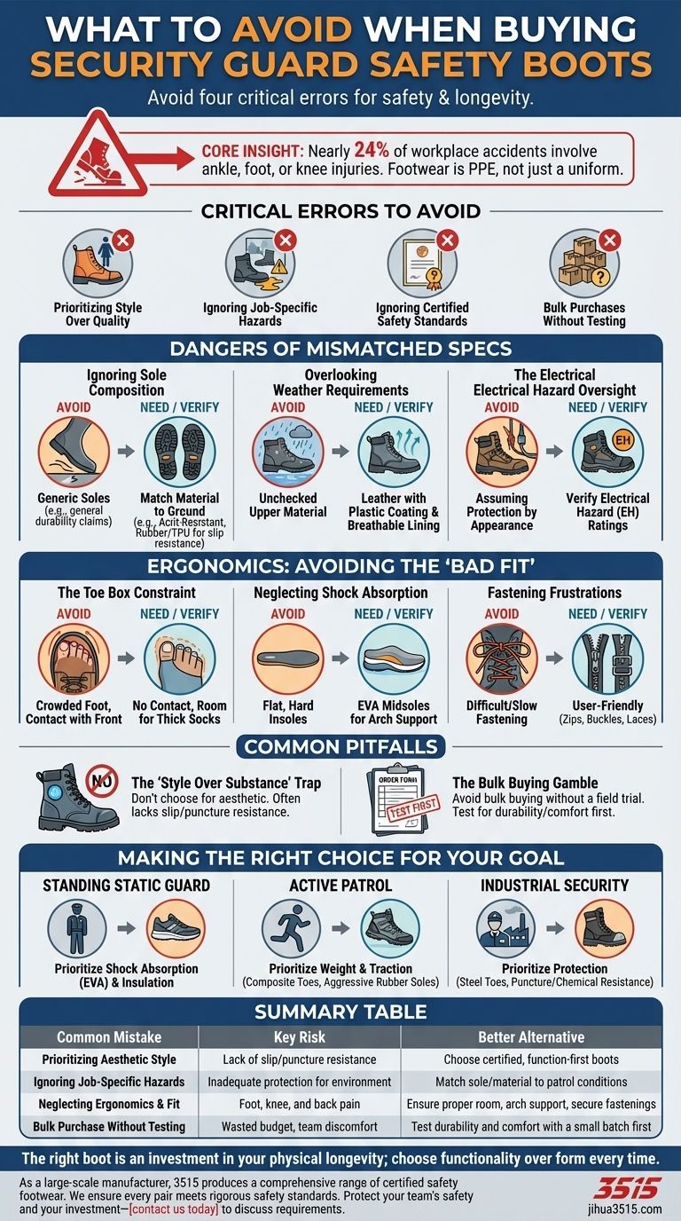 ¿Qué se debe evitar al comprar botas de seguridad para guardias de seguridad? Proteja a su equipo de errores costosos Guía Visual