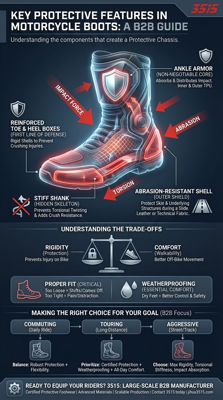Quali sono le caratteristiche protettive chiave da cercare negli stivali da moto? Guida essenziale alla sicurezza per i motociclisti Guida Visiva