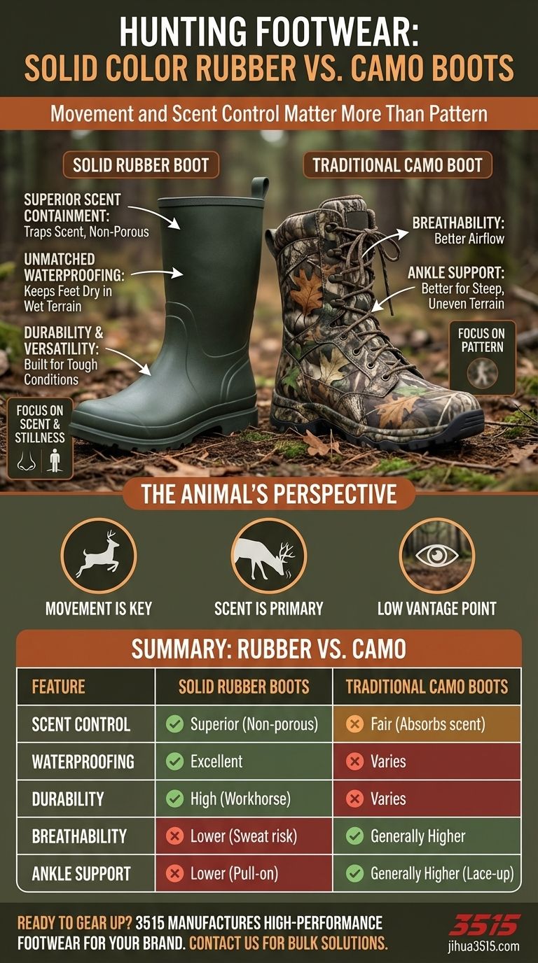 ¿Los cazadores pueden usar botas de goma de color marrón o verde liso en lugar de botas de camuflaje? Sí, y aquí te explicamos por qué. Guía Visual