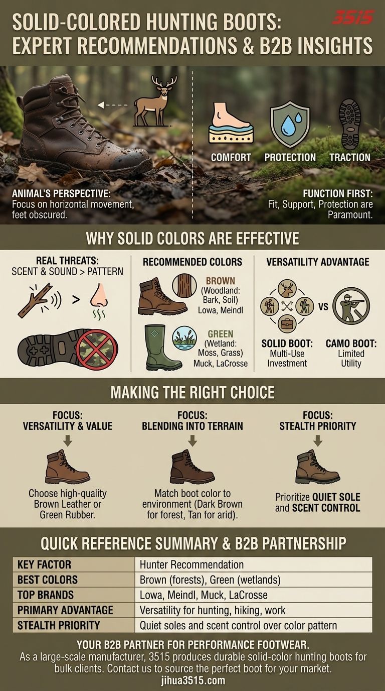 Que tipos de botas de cor sólida os caçadores recomendam? Melhores escolhas para discrição e versatilidade Guia Visual