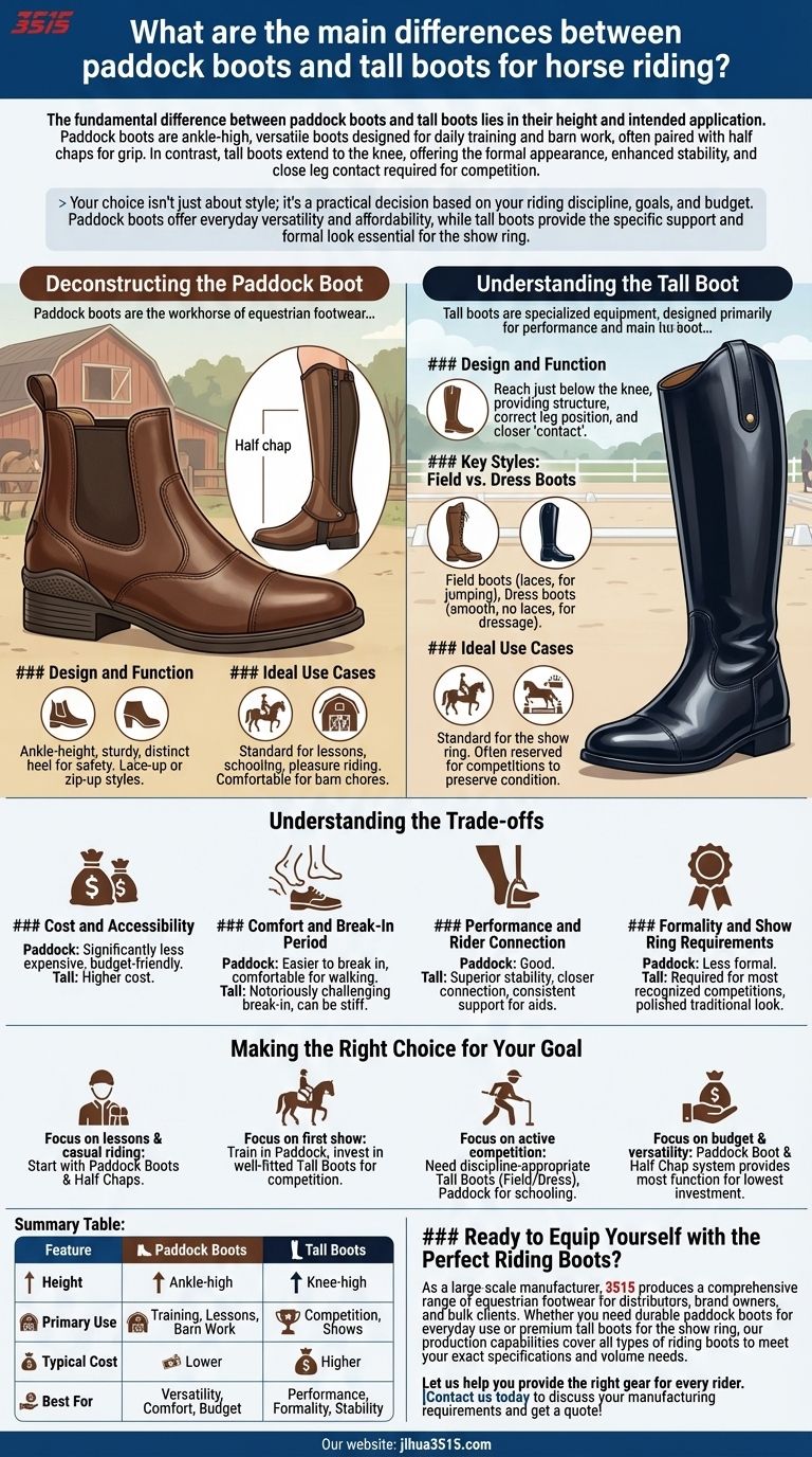 Quelles sont les principales différences entre les bottes d'équitation et les bottes hautes ? Un guide pour le cavalier pour choisir le bon modèle Guide Visuel