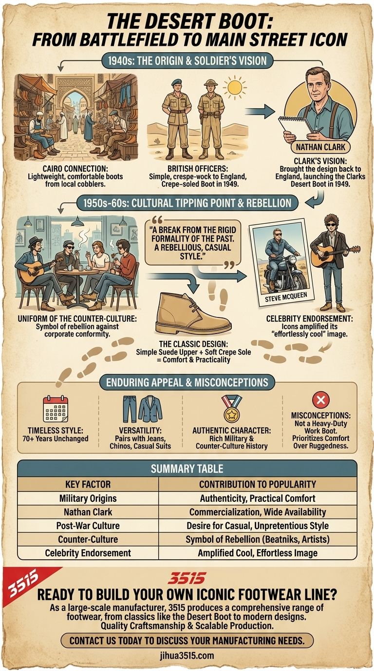 沙漠靴是如何在军队之外获得人气的？从战时功能到反主流文化偶像 图解指南