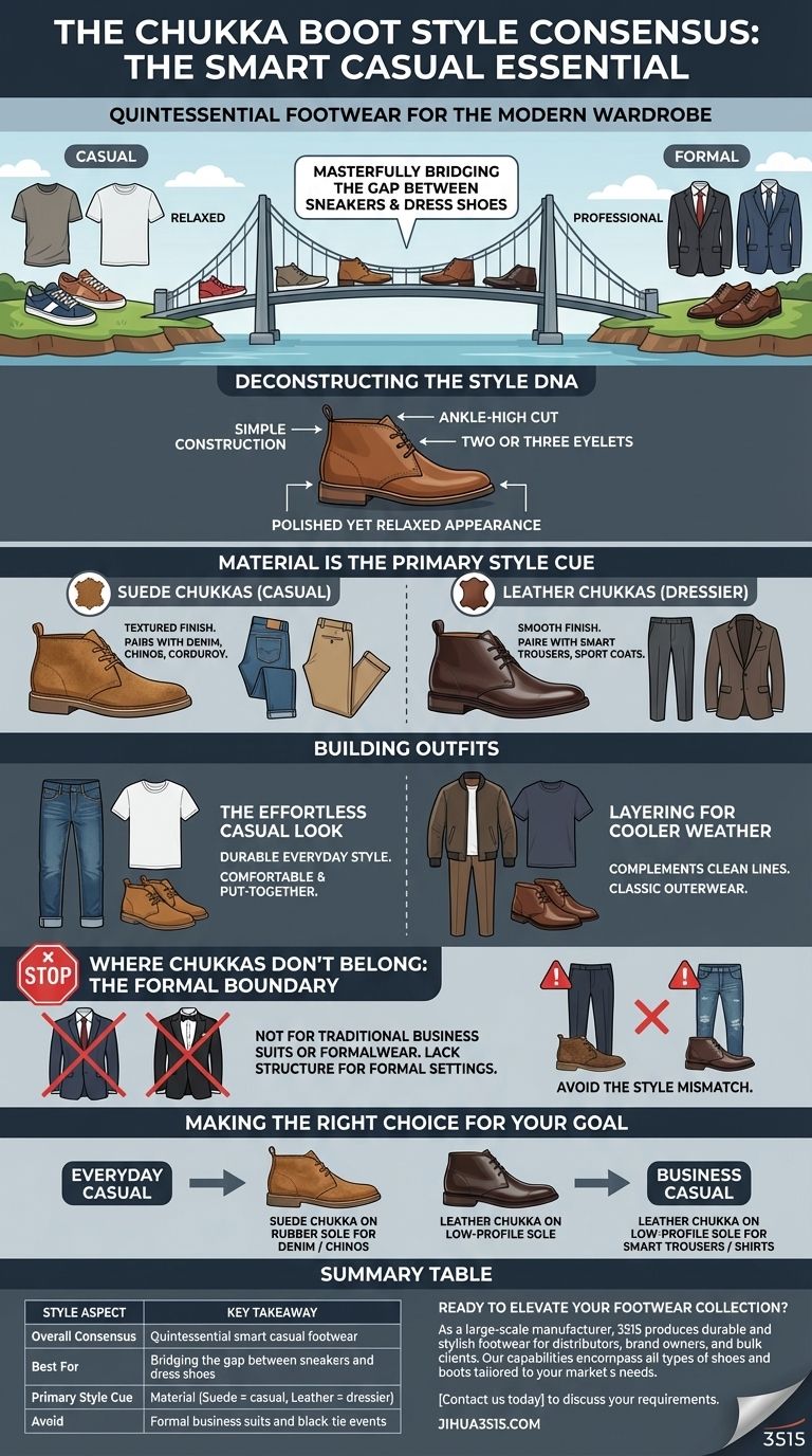 ¿Cuál es el consenso general sobre el estilo de las botas chukka? La guía definitiva de calzado informal elegante Guía Visual