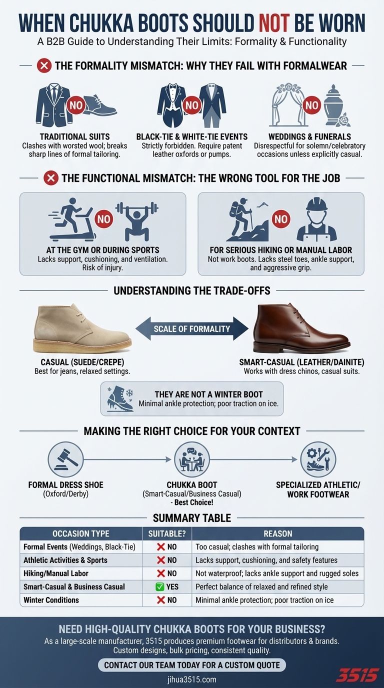 Quand ne faut-il pas porter de bottes chukka ? Erreurs clés de style et de fonction à éviter Guide Visuel