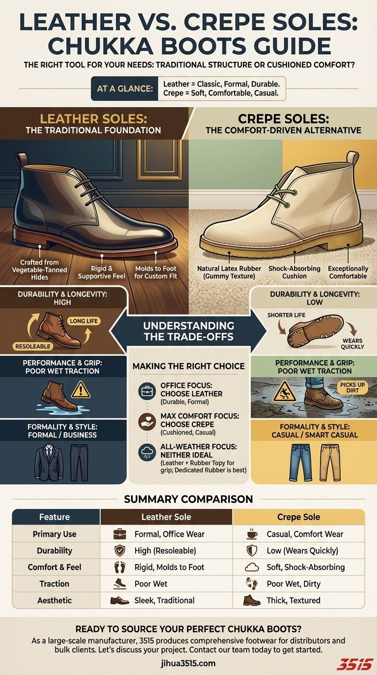 처커 부츠의 가죽 밑창과 크레이프 밑창의 차이점은 무엇인가요? 당신의 스타일에 맞는 기초를 선택하세요. 시각적 가이드