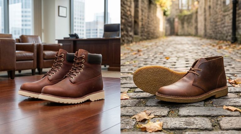 처커 부츠의 가죽 밑창과 크레이프 밑창의 차이점은 무엇인가요? 당신의 스타일에 맞는 기초를 선택하세요.