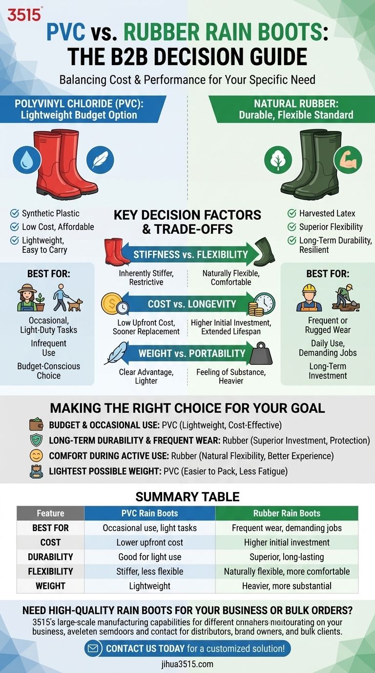 Come si dovrebbe scegliere tra PVC e gomma per gli stivali da pioggia? Una guida alla scelta del materiale giusto Guida Visiva