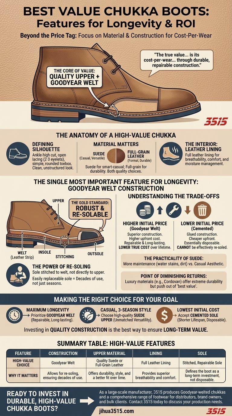 Quelles sont les caractéristiques des chukka boots d'un bon rapport qualité-prix ? Construction durable et matériaux de qualité Guide Visuel