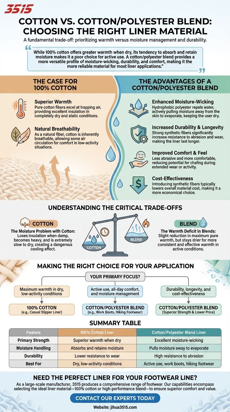 Como decidir entre algodão e mistura de algodão/poliéster para materiais de forro? Escolha o Forro Certo para Desempenho Guia Visual