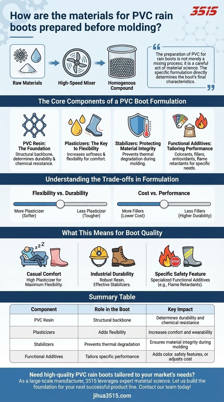 Comment les matériaux des bottes de pluie en PVC sont-ils préparés avant le moulage ? Le fondement de chaussures de qualité Guide Visuel