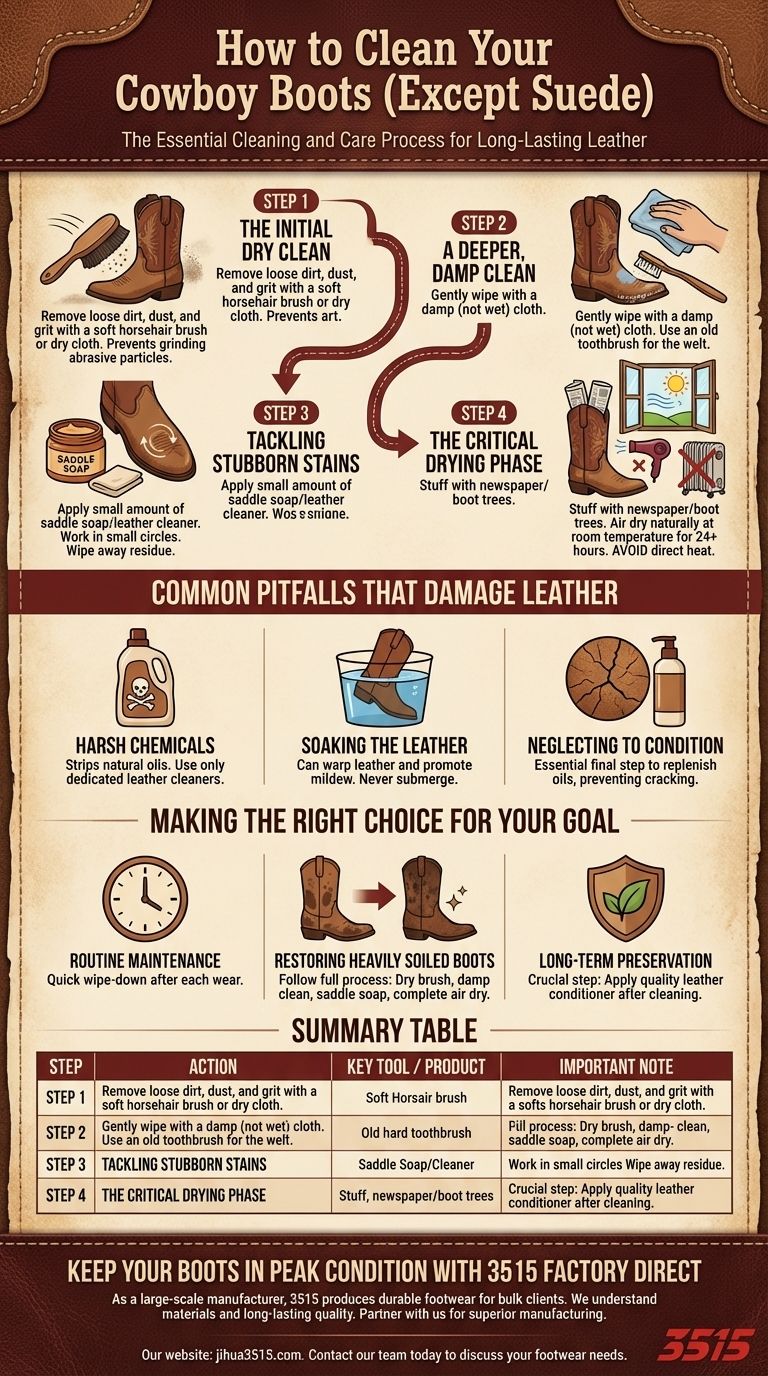 Come pulire gli stivali da cowboy (esclusi quelli in camoscio)? Una guida passo passo per preservare i tuoi stivali Guida Visiva