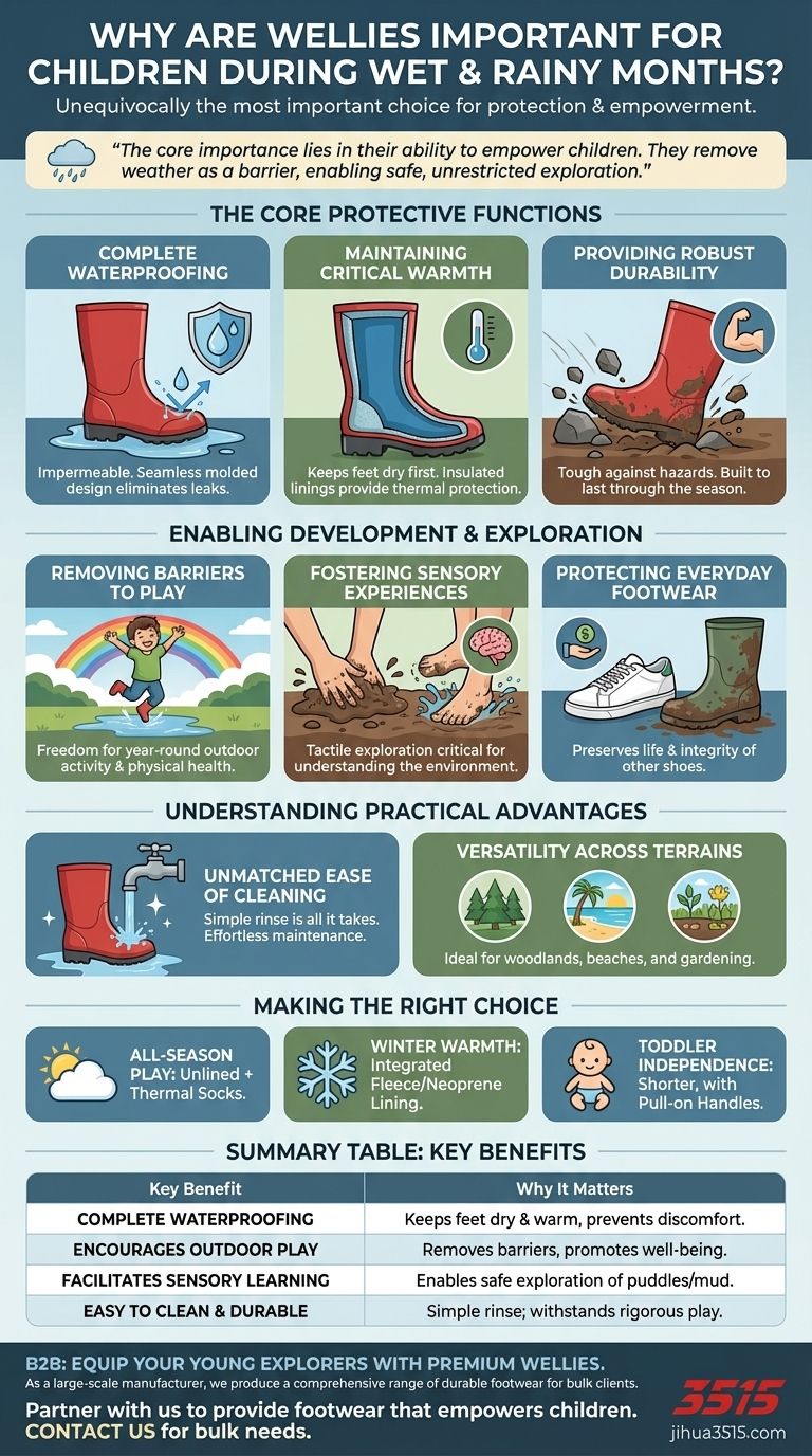 لماذا تعتبر أحذية المطر مهمة للأطفال؟ افتح الباب أمام اللعب الخارجي والتطور على مدار العام دليل مرئي