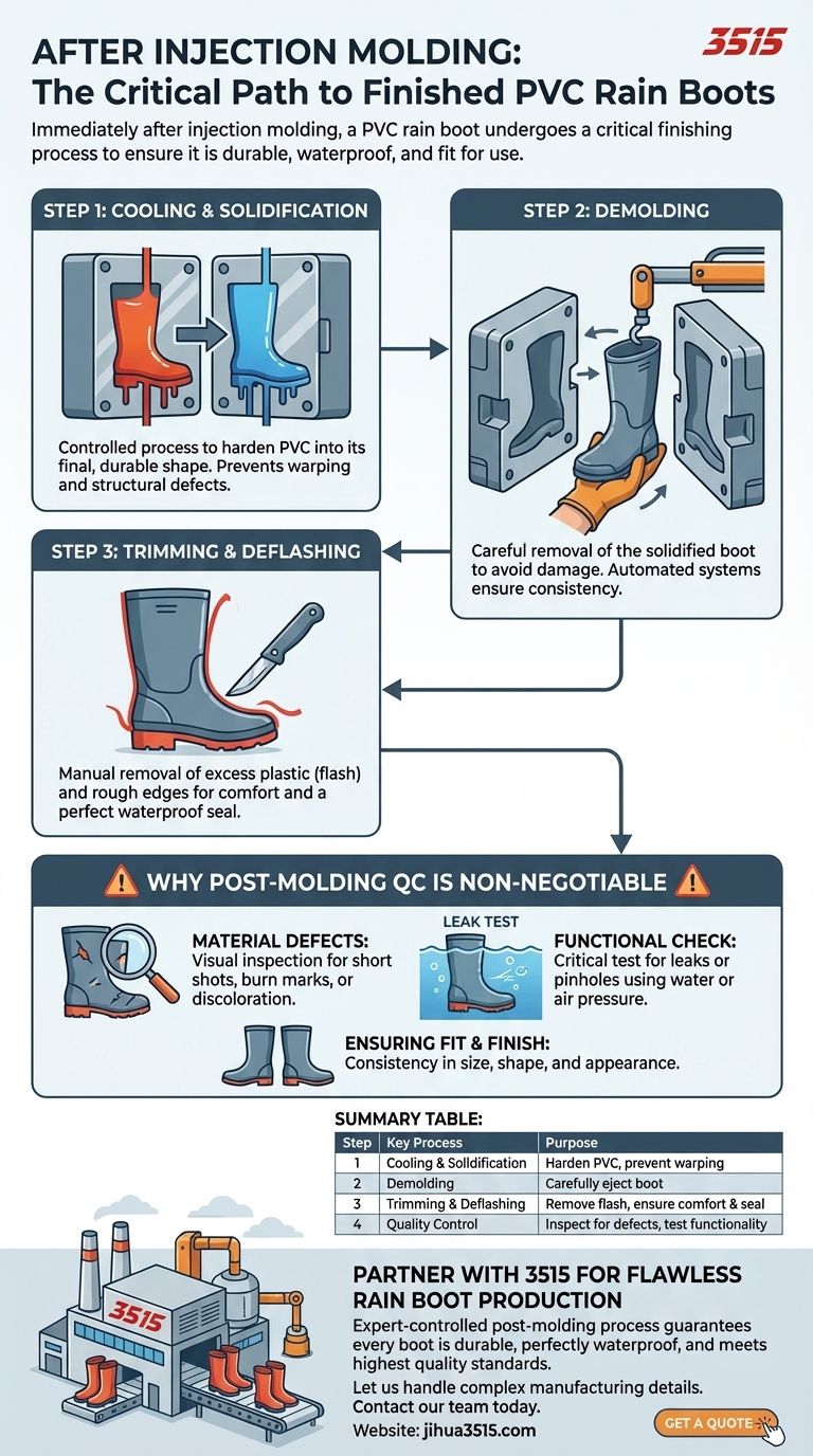 Que se passe-t-il après le moulage par injection des bottes de pluie en PVC ? Du moule brut au prêt-à-porter Guide Visuel