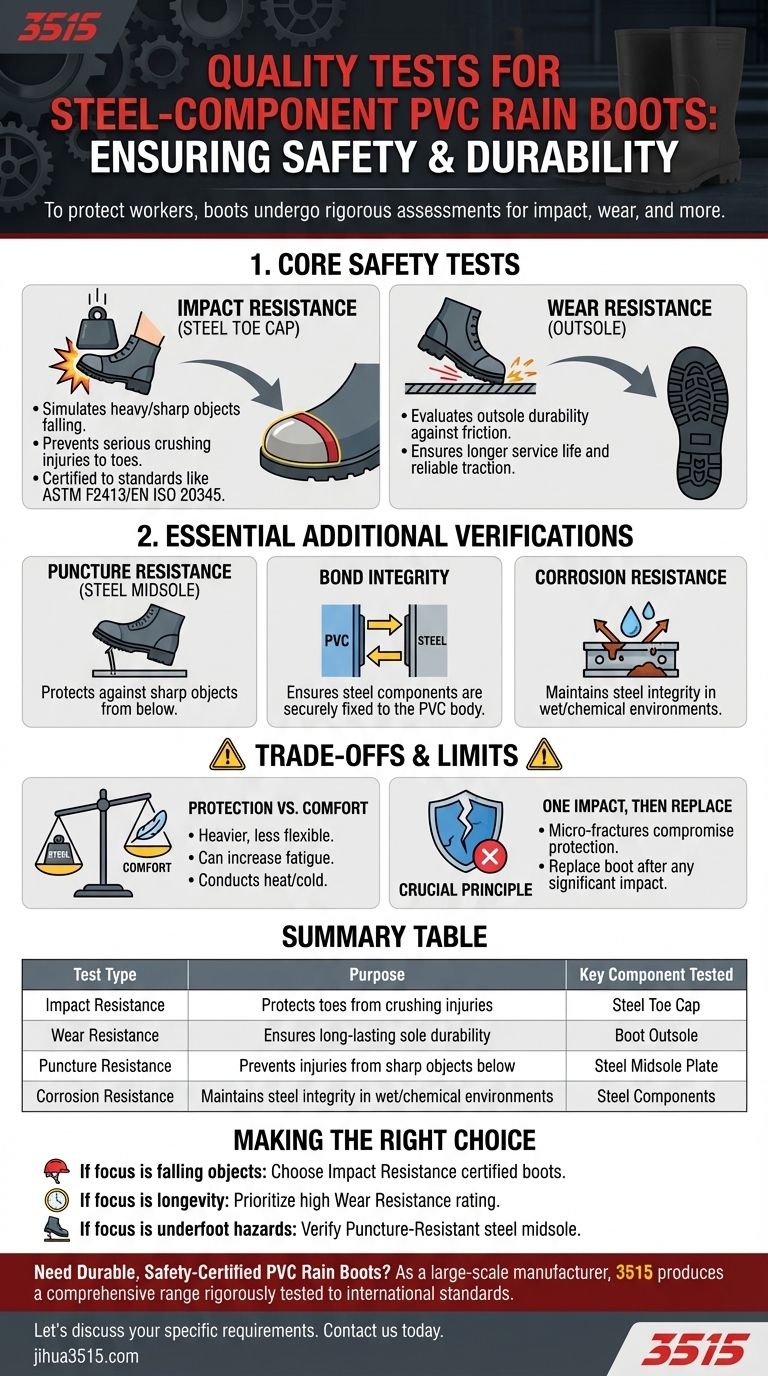 Quels tests de qualité sont effectués sur les bottes de pluie en PVC avec des composants en acier ? Assurer une protection maximale des pieds Guide Visuel