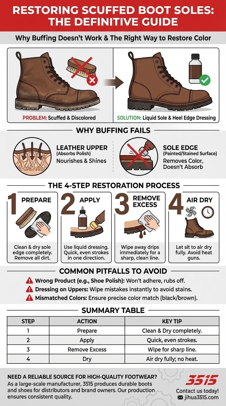 ¿Cómo se restauran las suelas de botas rayadas o descoloridas? Utiliza este método profesional para un aspecto como nuevo de fábrica Guía Visual