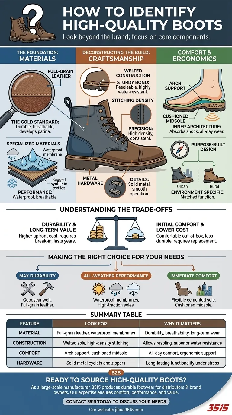 How can you identify high-quality boots? A Guide to Durable Materials and Construction Visual Guide