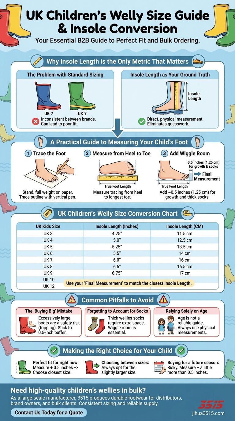 ¿Cuáles son las tallas del Reino Unido y las longitudes de plantilla correspondientes en pulgadas para las botas de agua infantiles? Una guía completa para un ajuste perfecto Guía Visual