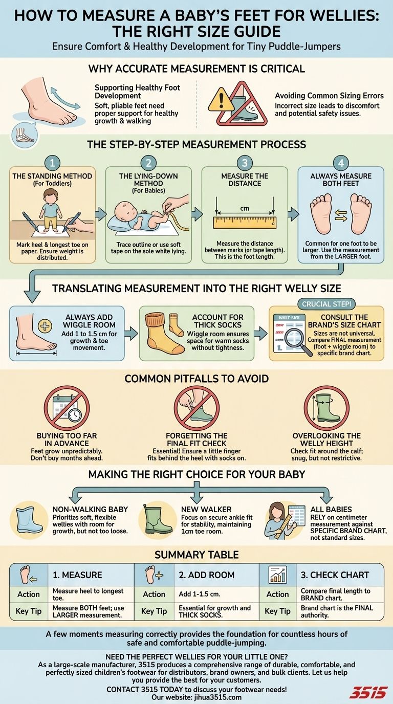 How can parents measure a baby's feet to choose the right size of wellies? A Step-by-Step Guide Visual Guide