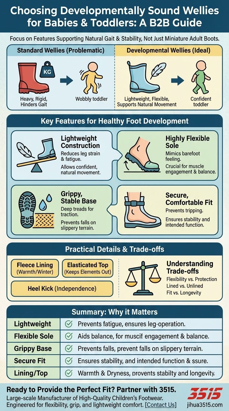 아기 및 유아에게 특정 브랜드의 레인부츠가 적합한 이유는 무엇인가요? 건강한 발달을 우선시하세요. 시각적 가이드