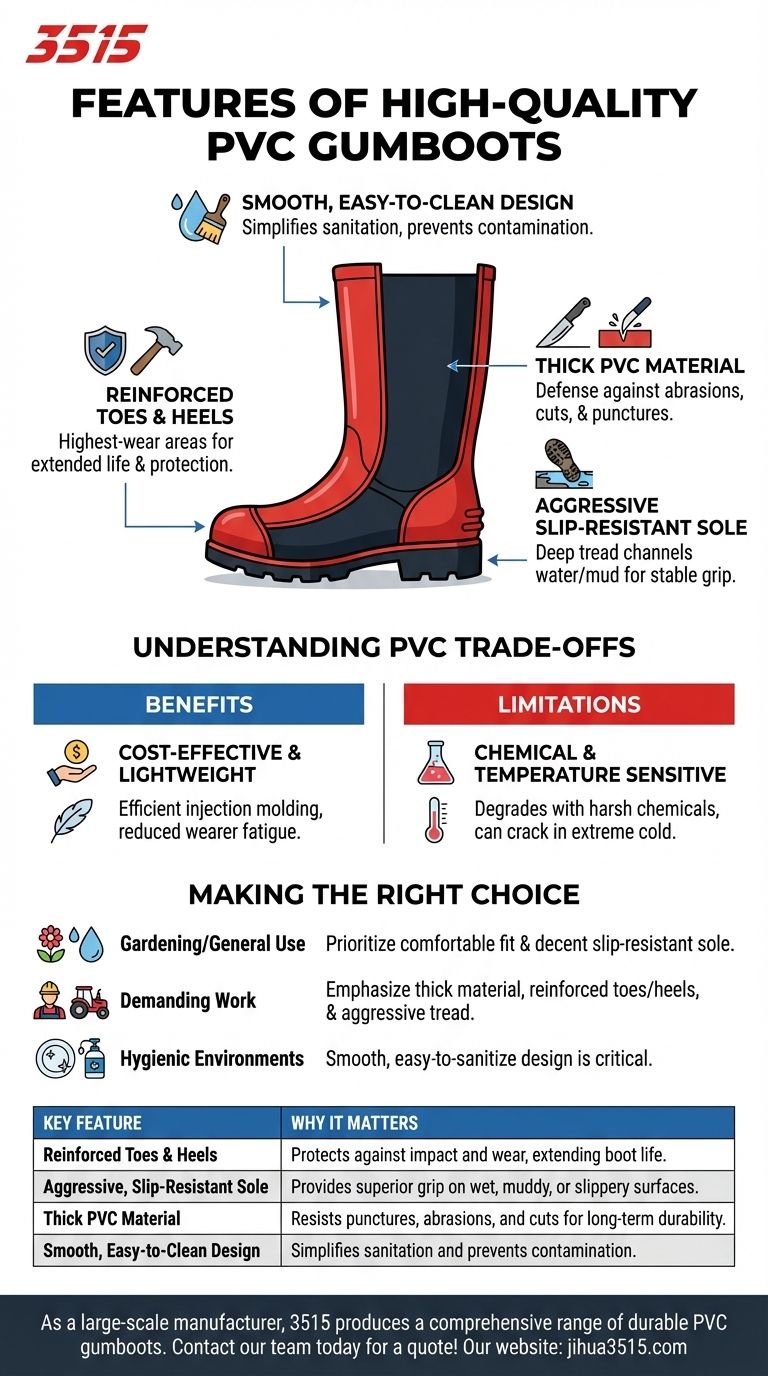 Quelles caractéristiques rechercher dans des bottes en PVC de haute qualité ? Caractéristiques clés pour la durabilité et la sécurité Guide Visuel