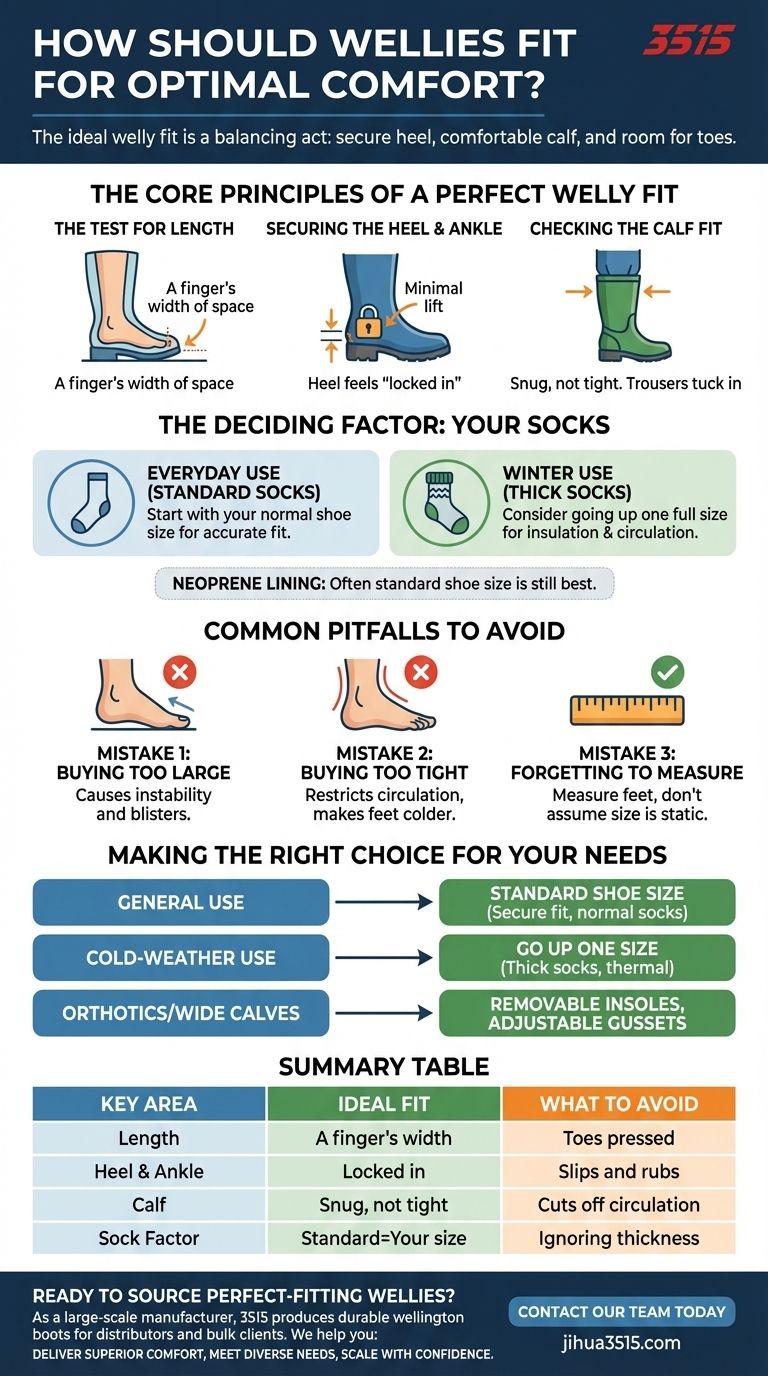 كيف يجب أن تناسب أحذية المطر (wellies) لتوفير الراحة المثلى؟ الدليل الشامل للمقاس المثالي دليل مرئي