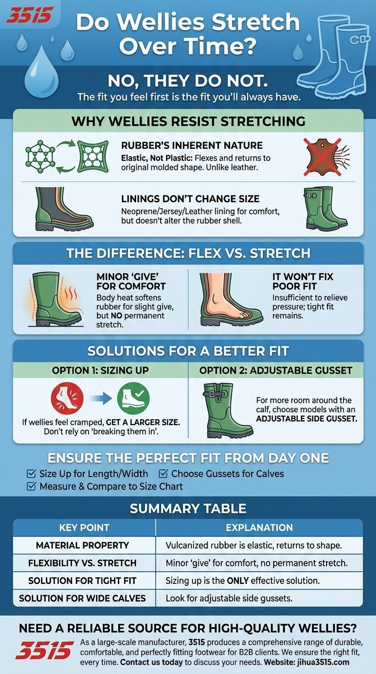 I wellington si allargano nel tempo? La verità sulla vestibilità e sul comfort degli stivali di gomma Guida Visiva