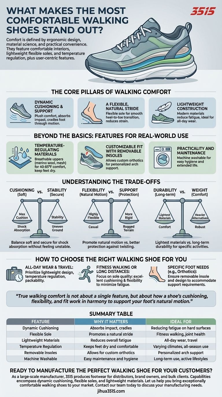 Qu'est-ce qui distingue les chaussures de marche les plus confortables ? Le mélange parfait d'amorti, de flexibilité et d'ajustement Guide Visuel