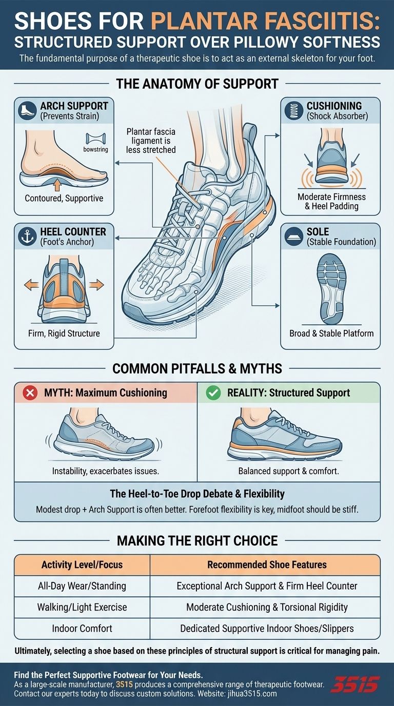 족저근막염에 적합한 신발은 어떤 특징을 가져야 할까요? 통증 완화 및 지지를 위한 필수 기능 시각적 가이드