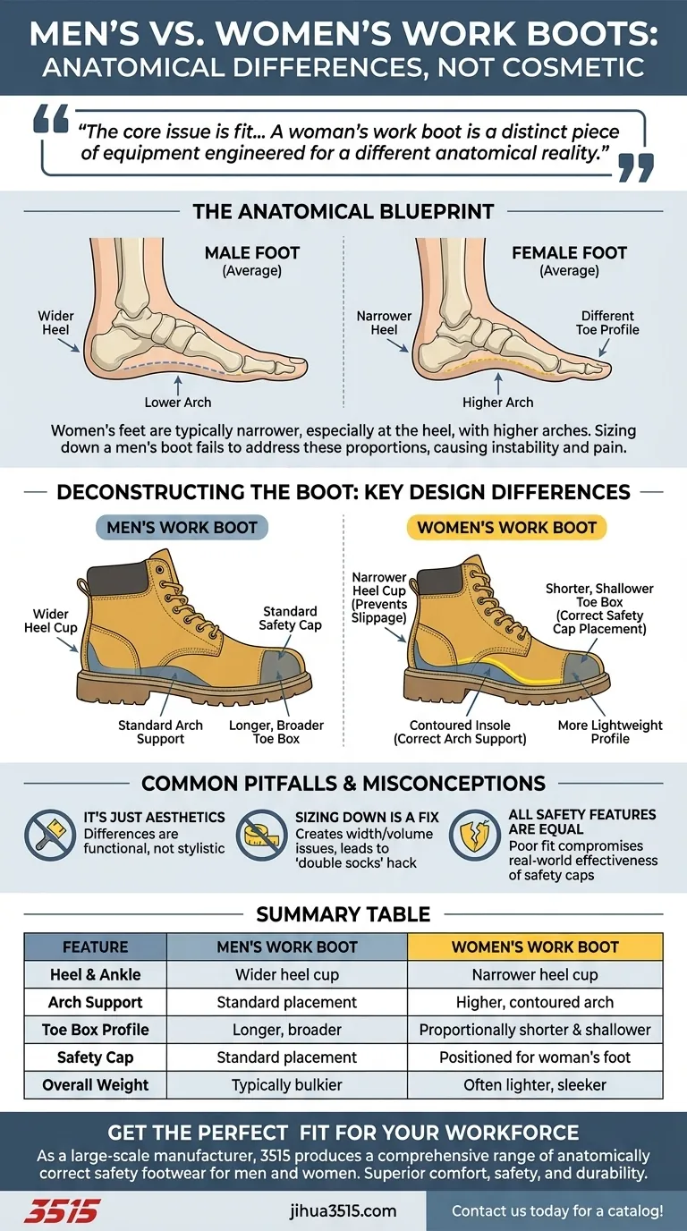¿Cuáles son las diferencias entre las botas de trabajo para hombre y para mujer? La anatomía de un ajuste perfecto Guía Visual