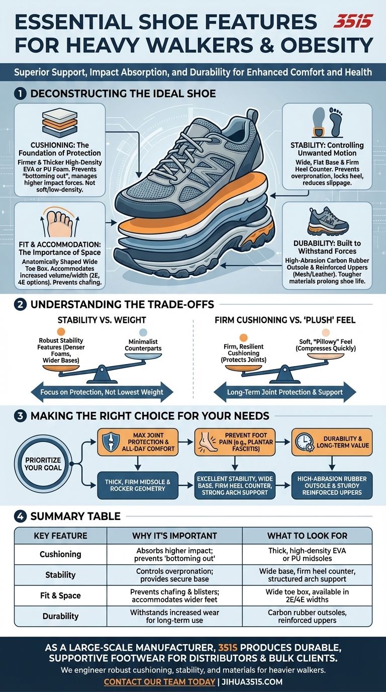 Quelles caractéristiques sont importantes pour les marcheurs lourds ou les personnes obèses ? Un guide des chaussures de soutien et durables Guide Visuel
