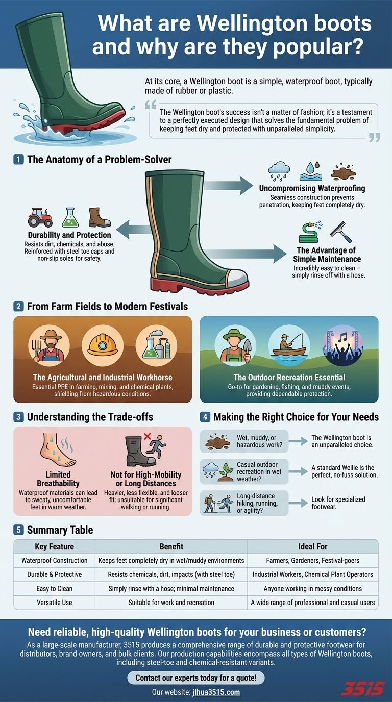 Que sont les bottes Wellington et pourquoi sont-elles populaires ? Protection inégalée pour les conditions humides et boueuses Guide Visuel