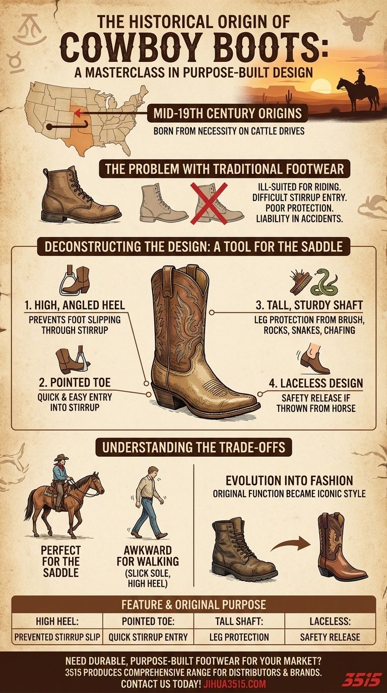 ما هو الأصل التاريخي لأحذية رعاة البقر؟ اكتشف التصميم المصمم للسرج دليل مرئي
