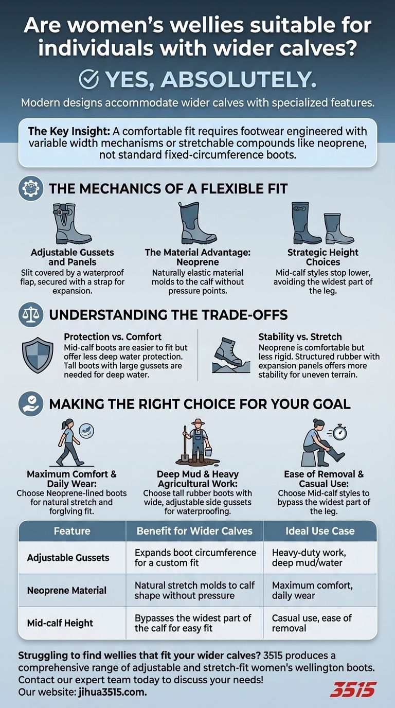 Подходят ли женские резиновые сапоги для людей с более широкими икрами? Найдите свой идеальный размер. Визуальное руководство