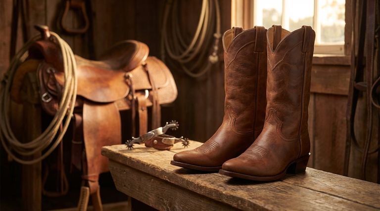 カウボーイブーツのラスト(木型)には、どのような独自の構造的特徴がありますか?馬術パフォーマンスのための設計図