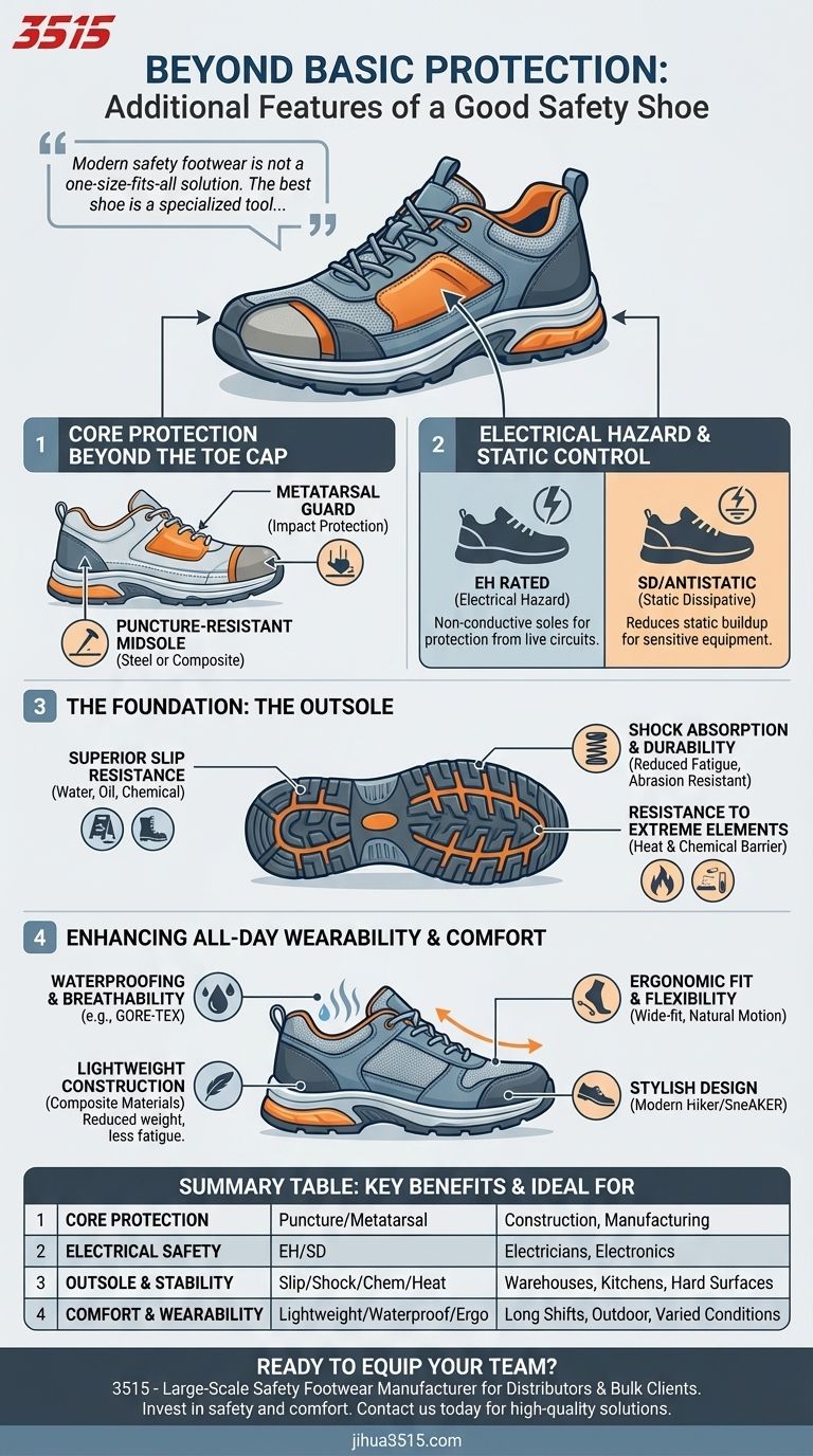 ¿Qué características adicionales puede ofrecer un buen calzado de seguridad? Maximice la protección y la comodidad Guía Visual