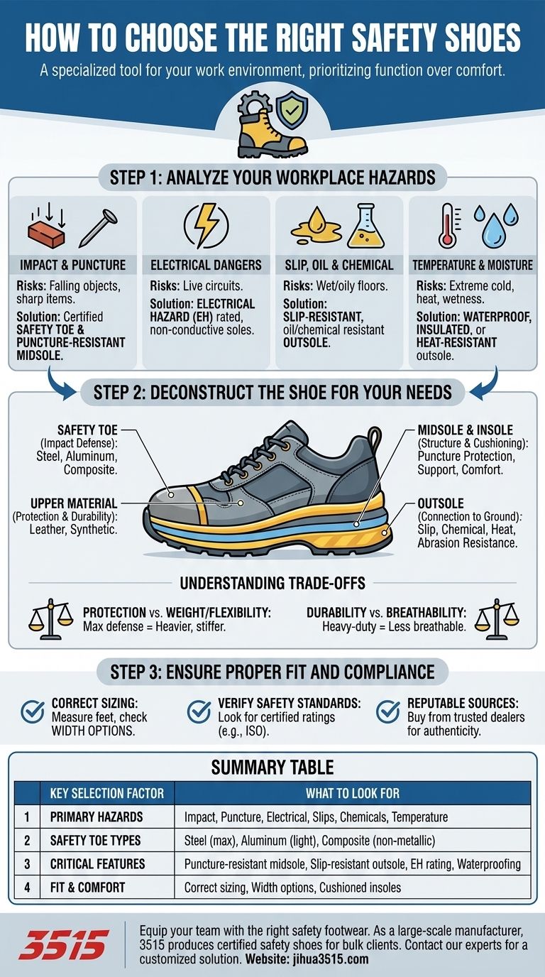Come scegliere le scarpe antinfortunistiche giuste? Una guida passo passo per la sicurezza sul lavoro Guida Visiva