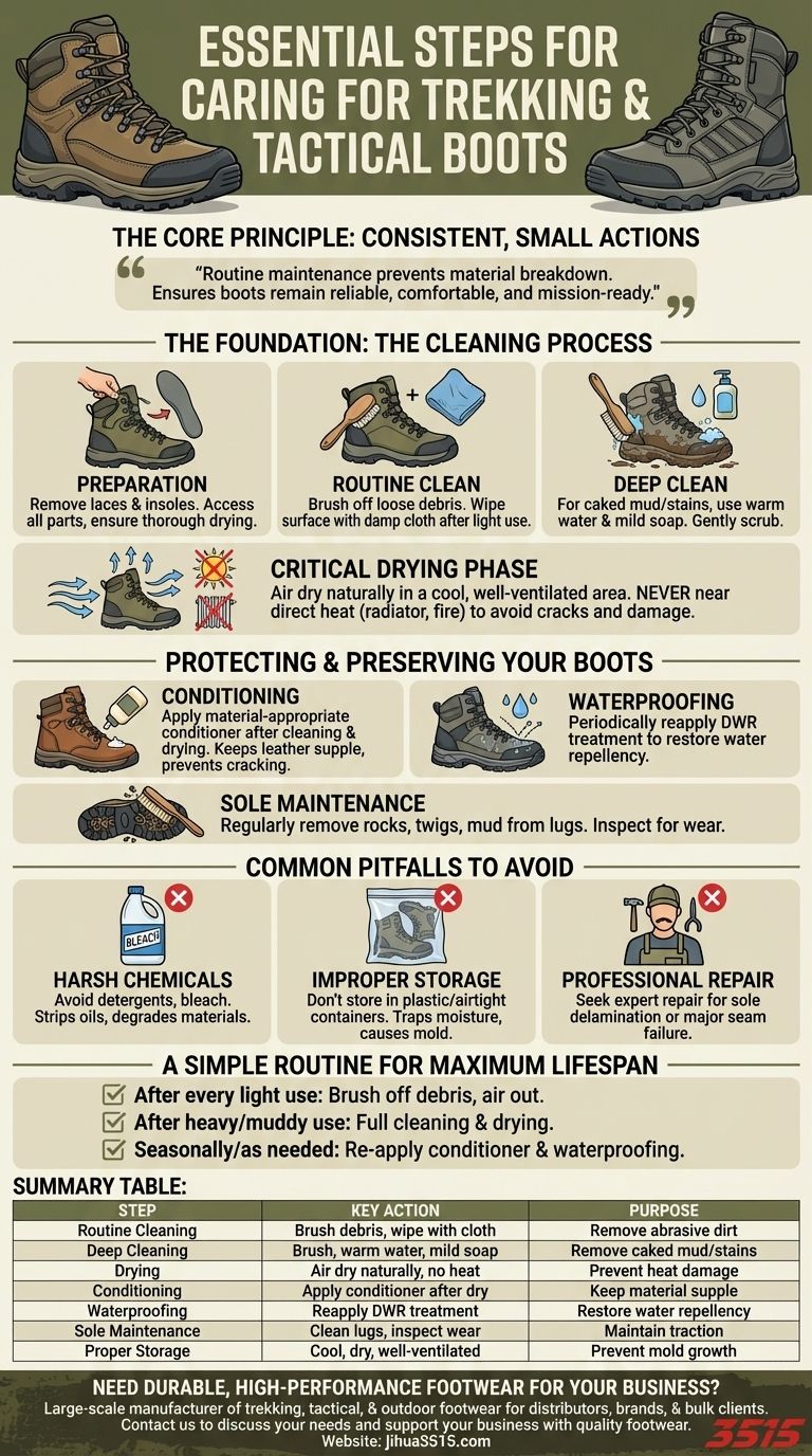 Каковы основные шаги по уходу за треккинговыми и тактическими ботинками? Простое руководство по увеличению срока службы Визуальное руководство