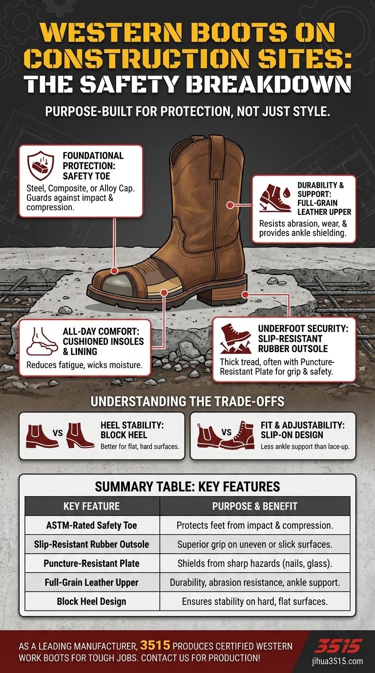 ما هي الميزات التي تجعل أحذية العمل الغربية مناسبة لمواقع البناء؟ السلامة والمتانة الأساسية مشروحة دليل مرئي