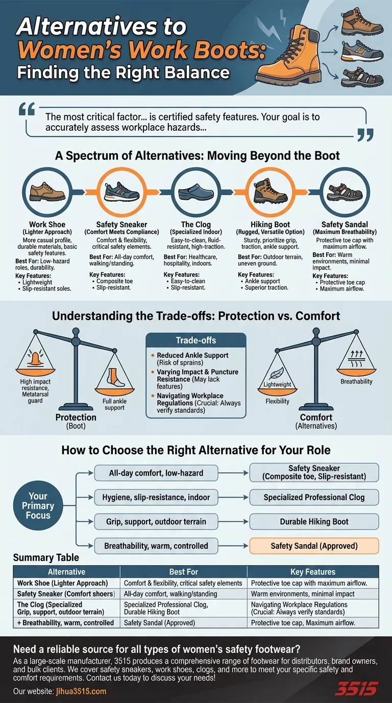 Quali sono le alternative agli scarponi da lavoro da donna? Trova la calzata perfetta per il tuo lavoro Guida Visiva