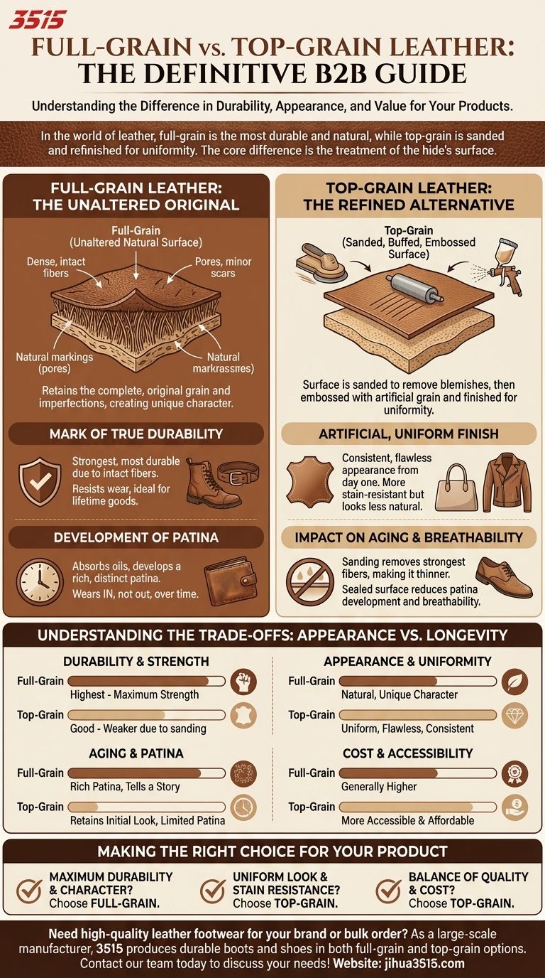 Comment le cuir pleine fleur se compare-t-il au cuir corrigé ? Un guide de la durabilité et de l'apparence Guide Visuel