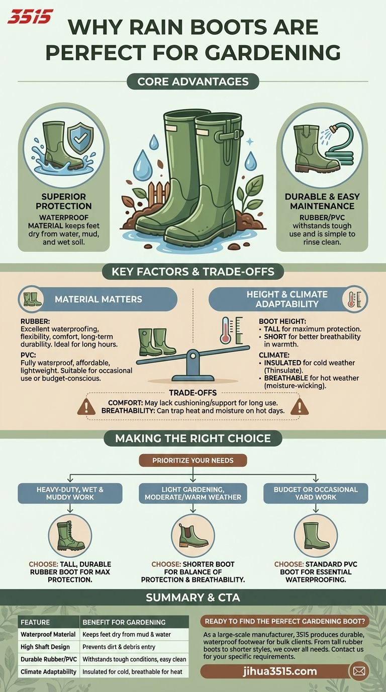Warum sind Gummistiefel eine gute Wahl für die Gartenarbeit? Bleiben Sie bei jedem Wetter trocken und geschützt Visuelle Anleitung