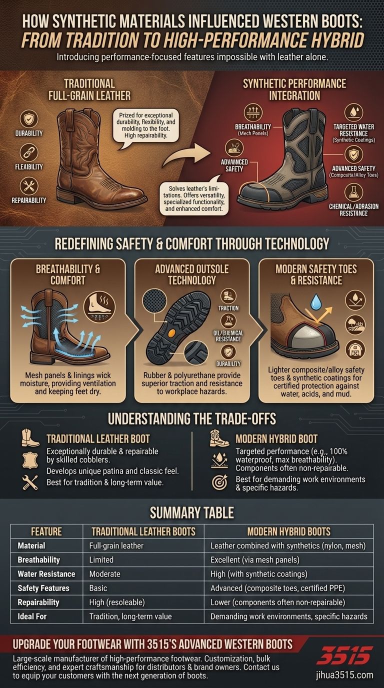 Wie haben synthetische Materialien das Design von Westernstiefeln beeinflusst? Leistung & Sicherheit steigern Visuelle Anleitung