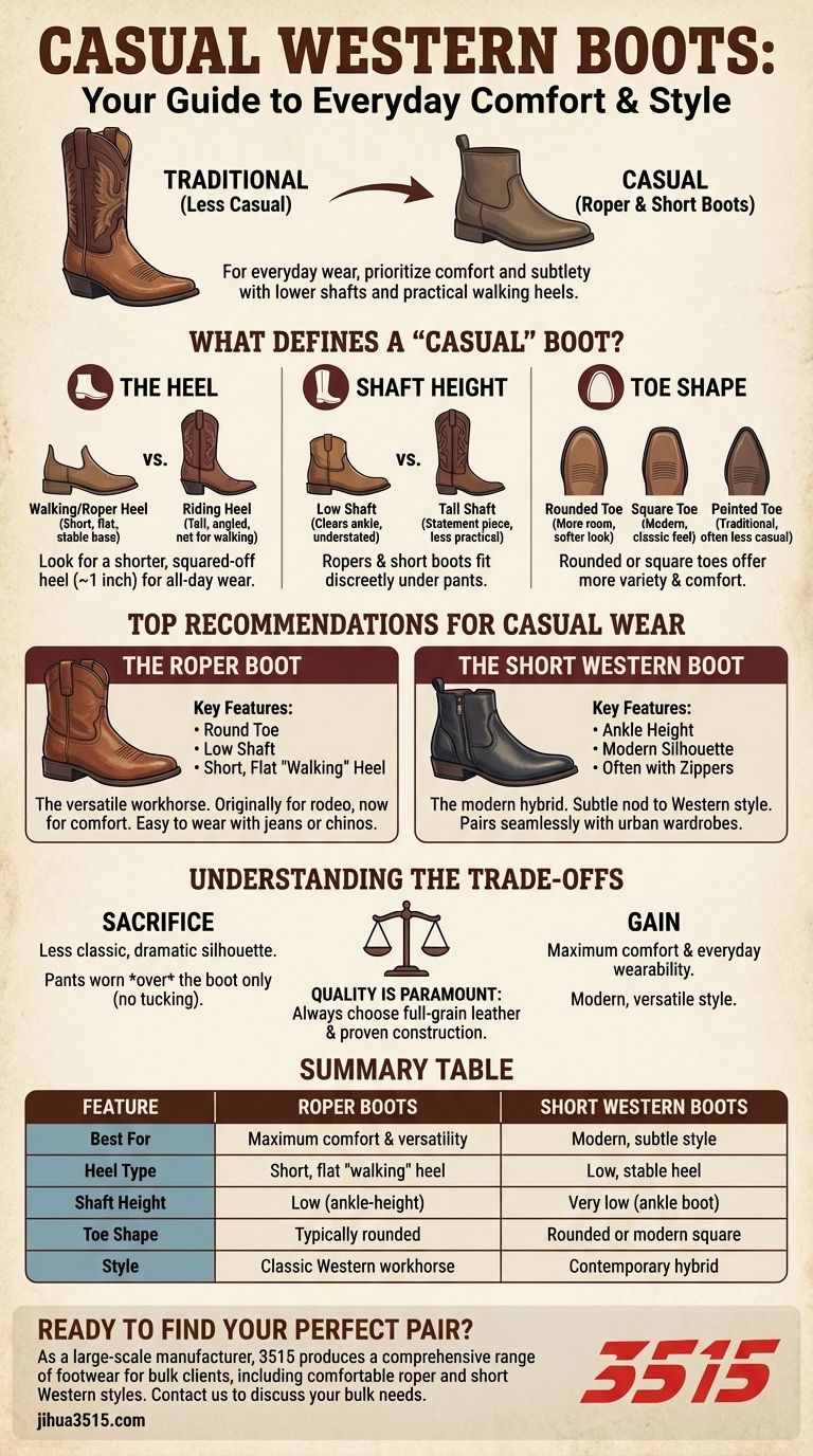 일상복으로 추천하는 서부 부츠 종류는 무엇인가요? 로퍼 & 숏 부츠로 편안한 일상 시각적 가이드