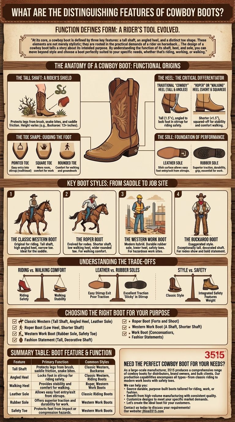 カウボーイブーツの際立った特徴は何ですか？ 機能、スタイル、安全性のガイド ビジュアルガイド
